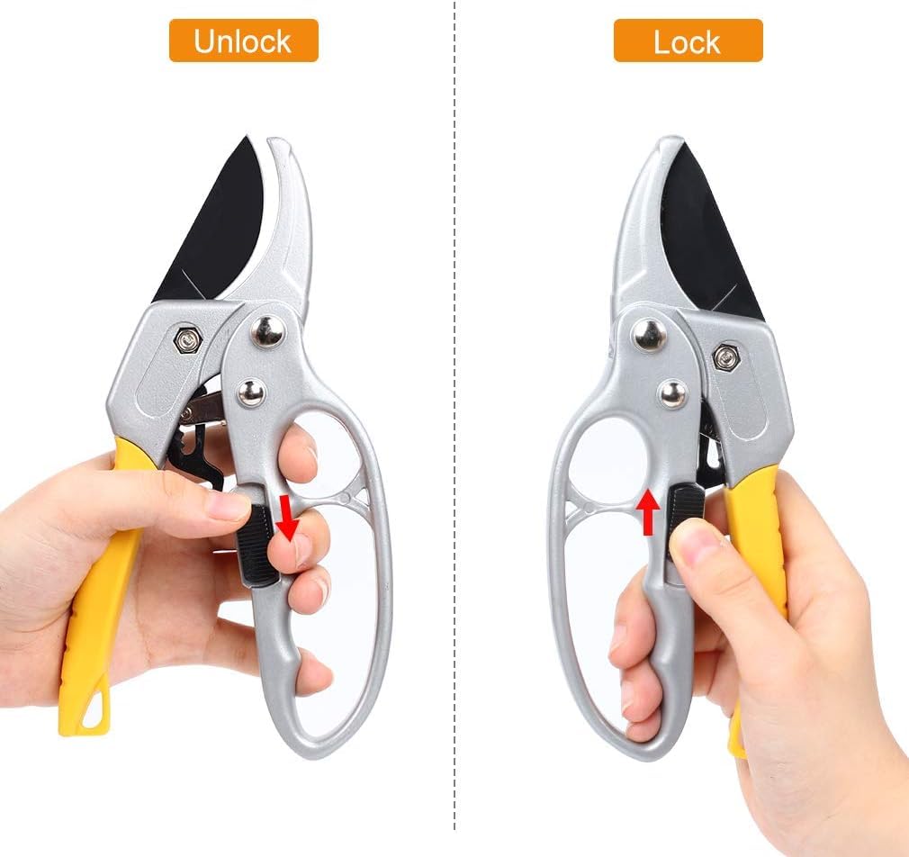 HASTHIP Gardening Scissor Stainless Steel Garden Snip with Safety Lock Garden Shears Sharp Cutter Pruners Scissor for Lawn, Garden & Potted Plants (A) HASTHIP Gardening Scissor Stainless Steel Garden Snip with Safety Lock Garden Shears Sharp Cutter Pruners Scissor for Lawn, Garden & Potted Plants (A)